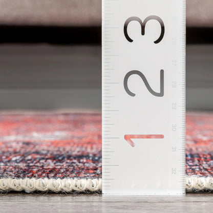 Daliah Machine Washable Vintage Persian Oriental Red Flat-Weave Rug Well Woven