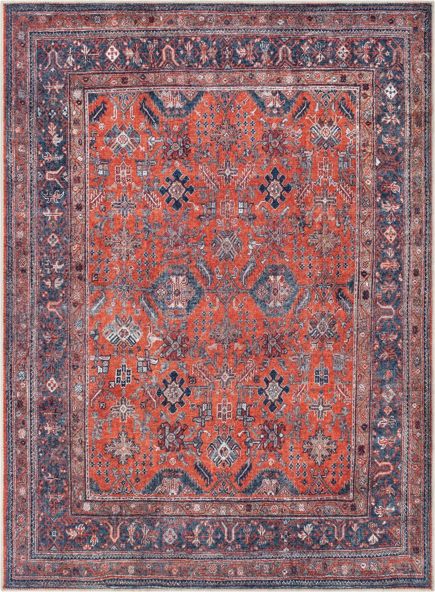 Daliah Machine Washable Vintage Persian Oriental Red Flat-Weave Rug Well Woven