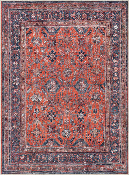 Daliah Machine Washable Vintage Persian Oriental Red Flat-Weave Rug Well Woven