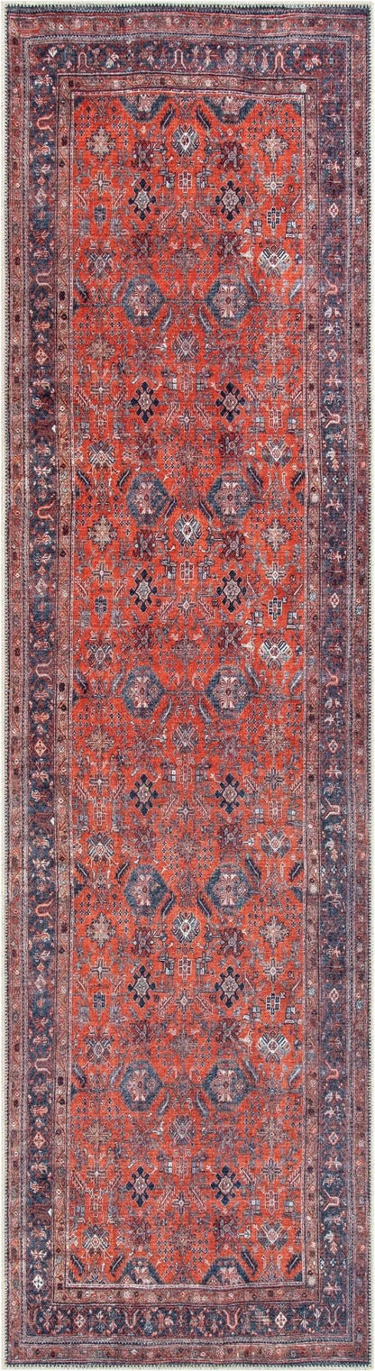 Daliah Machine Washable Vintage Persian Oriental Red Flat-Weave Rug Well Woven