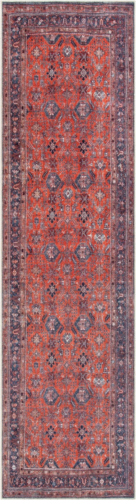 Daliah Machine Washable Vintage Persian Oriental Red Flat-Weave Rug Well Woven
