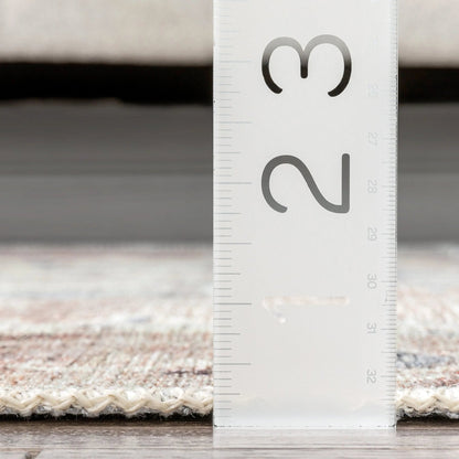 Binita Machine Washable Vintage Medallion Oriental Ivory Rust Flat-Weave Rug Well Woven