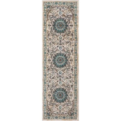 Mahal Beige Vintage Medallion Rug Well Woven