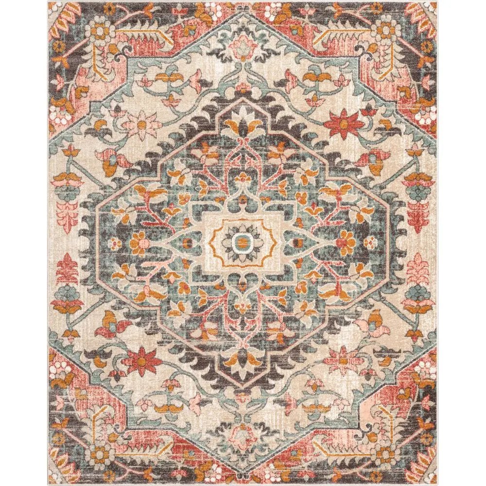 Gwendolyn Blush Bohemian Oriental Medallion Rug Well Woven
