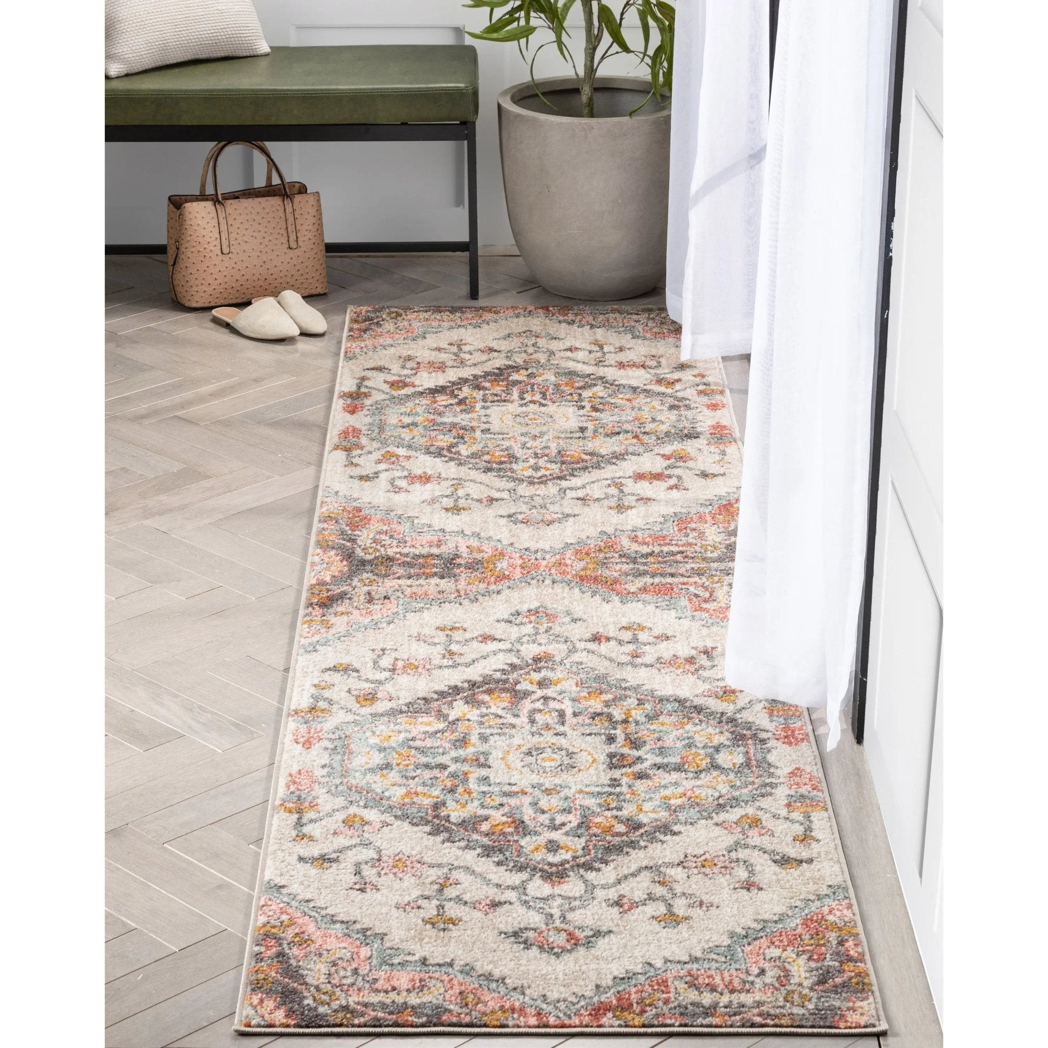 Gwendolyn Blush Bohemian Oriental Medallion Rug Well Woven