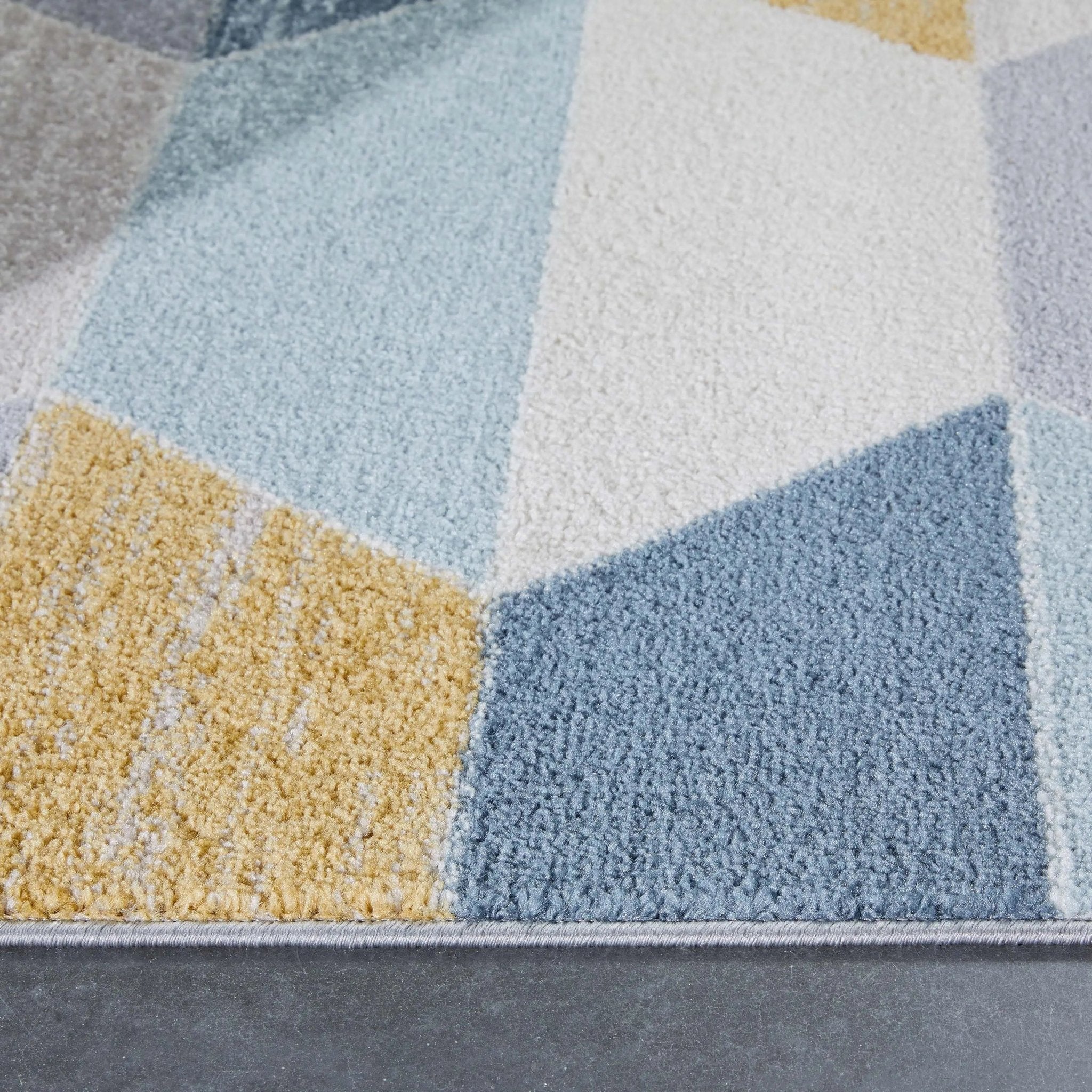 Maddox Blue Modern Geometric Rug Well Woven