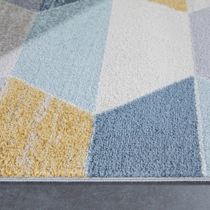 Maddox Blue Modern Geometric Rug Well Woven