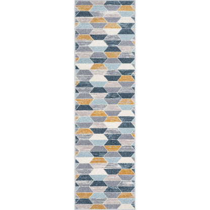 Maddox Blue Modern Geometric Rug Well Woven