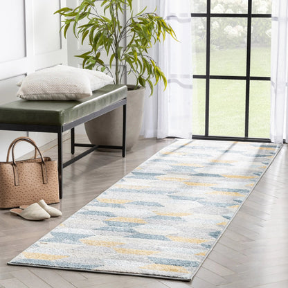 Maddox Blue Modern Geometric Rug Well Woven