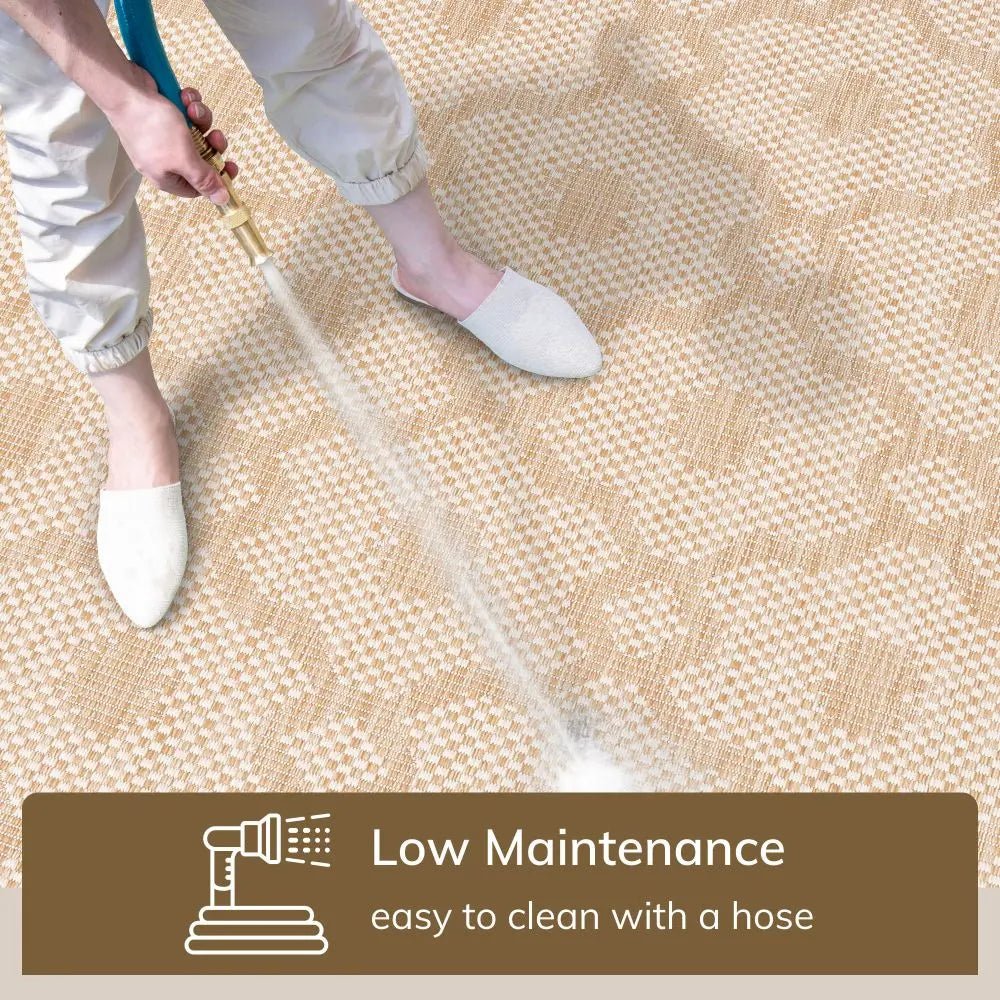 Sol Nordic Lattice Trellis Indoor Outdoor Beige Flatweave Rug Well Woven