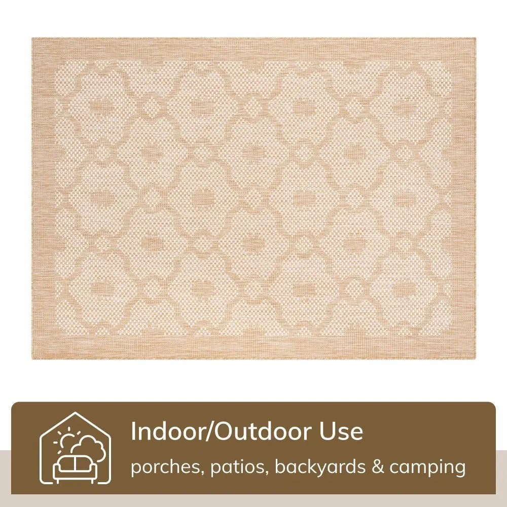 Sol Nordic Lattice Trellis Indoor Outdoor Beige Flatweave Rug Well Woven