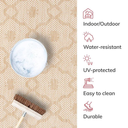 Sol Nordic Lattice Trellis Indoor Outdoor Beige Flatweave Rug Well Woven