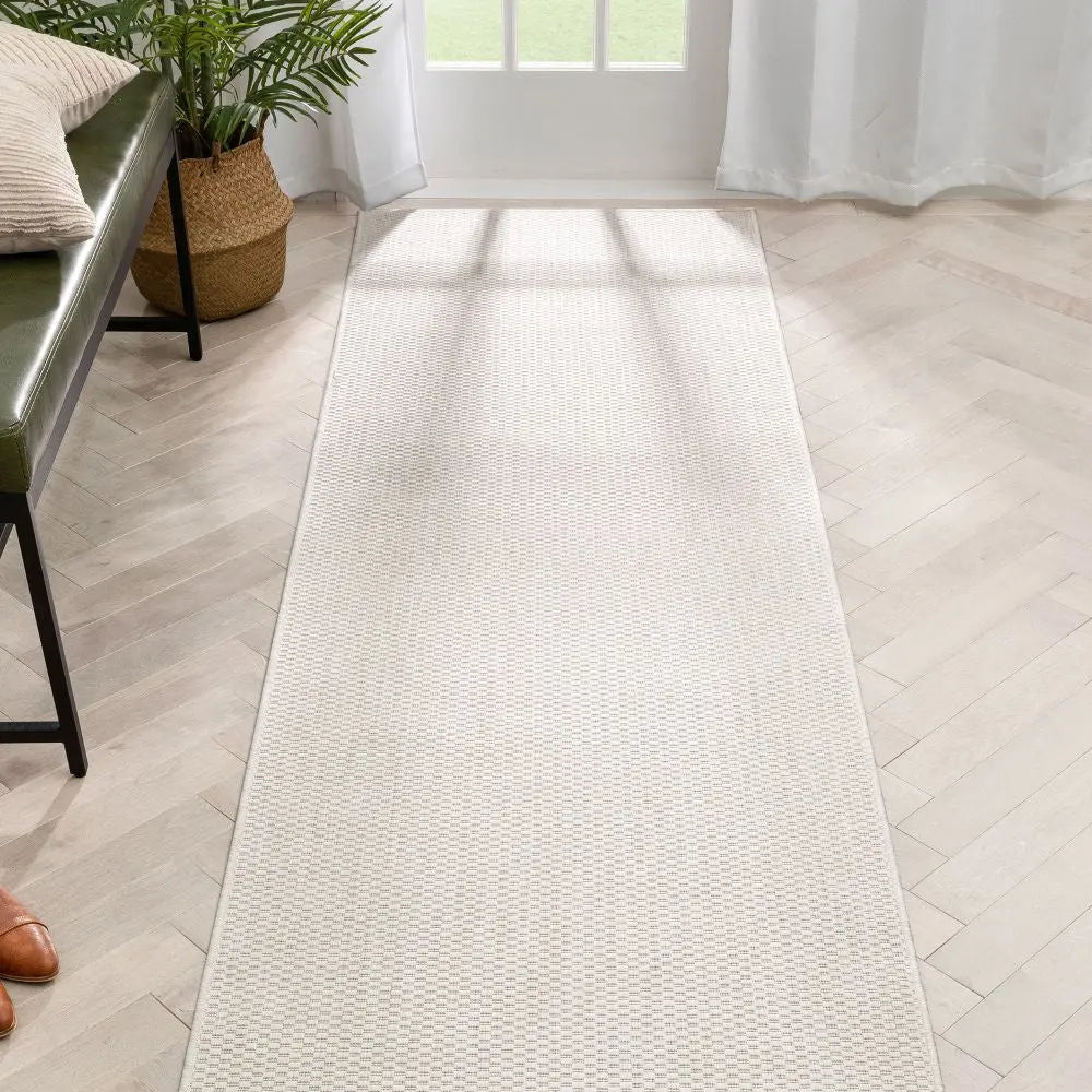 Leif Nordic Geometric Pattern Indoor Outdoor Ivory Flatweave Rug Well Woven