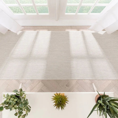 Leif Nordic Geometric Pattern Indoor Outdoor Ivory Flatweave Rug Well Woven