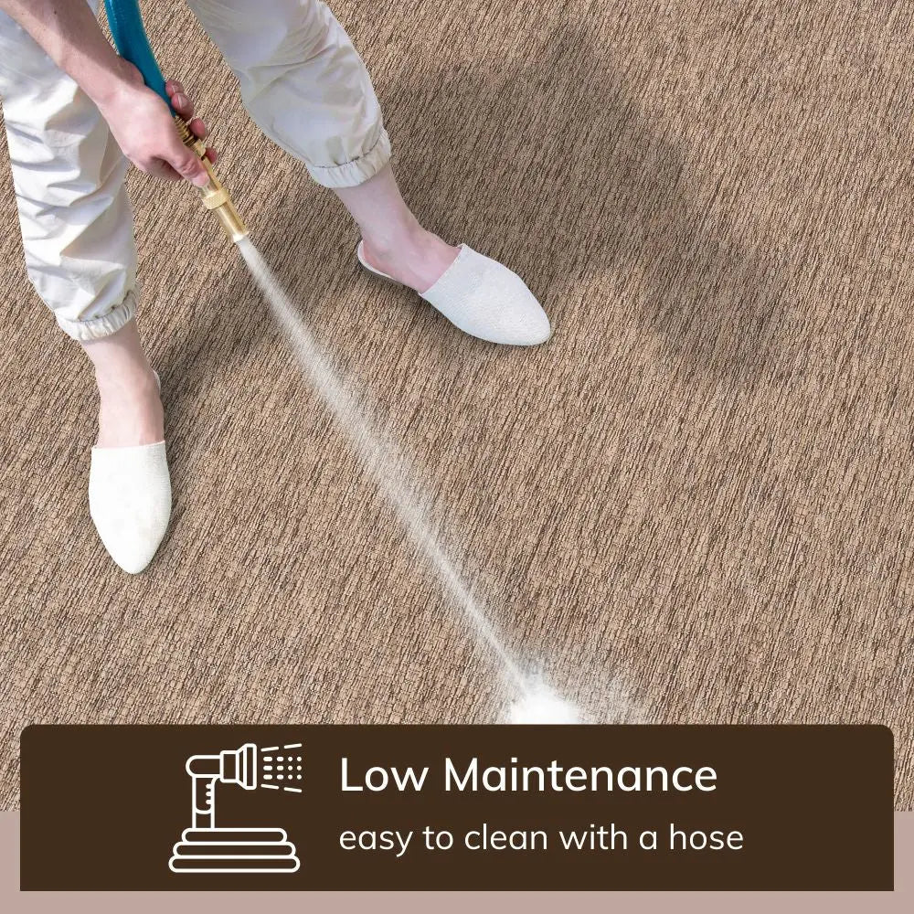 Leif Nordic Geometric Indoor Outdoor Taupe Flatweave 5'3" x 7'3" Rug Well Woven