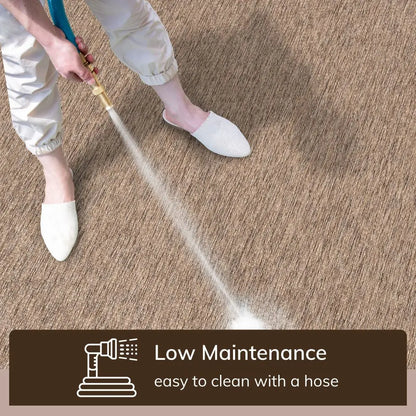 Leif Nordic Geometric Indoor Outdoor Taupe Flatweave 5'3" x 7'3" Rug Well Woven