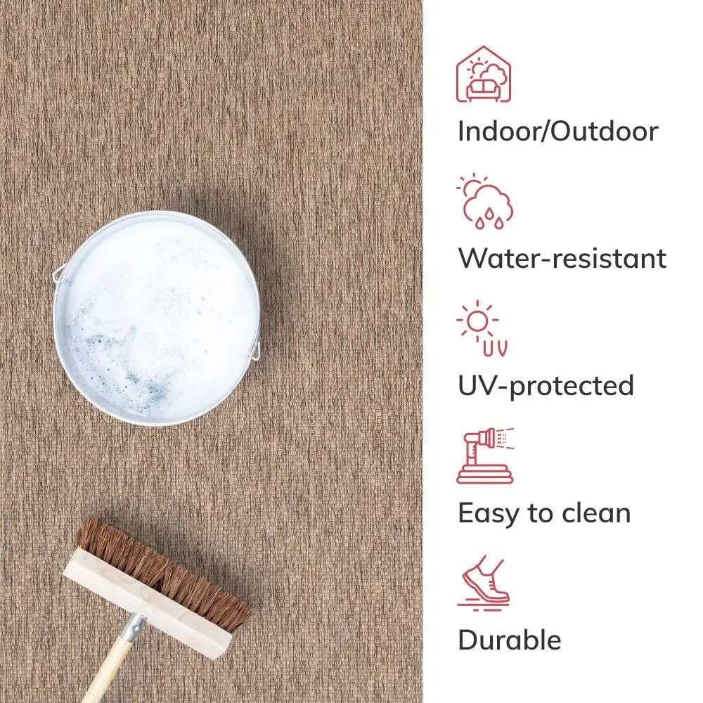 Leif Nordic Geometric Indoor Outdoor Taupe Flatweave 5'3" x 7'3" Rug Well Woven