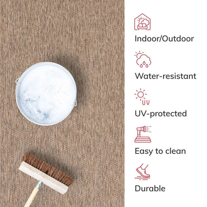 Leif Nordic Geometric Indoor Outdoor Taupe Flatweave 5'3" x 7'3" Rug Well Woven