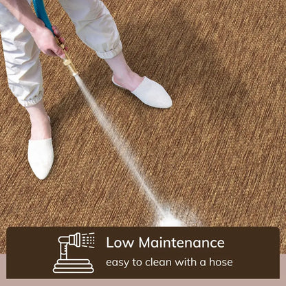 Leif Nordic Geometric Indoor Outdoor Coffee Flatweave 5'3" x 7'3" Rug Well Woven