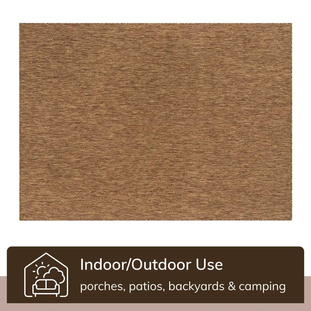 Leif Nordic Geometric Indoor Outdoor Coffee Flatweave 5'3" x 7'3" Rug Well Woven