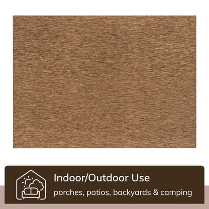 Leif Nordic Geometric Indoor Outdoor Coffee Flatweave 5'3" x 7'3" Rug Well Woven