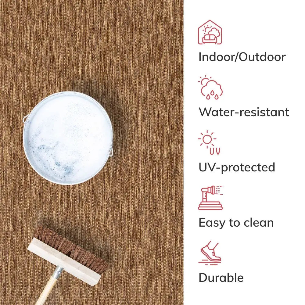 Leif Nordic Geometric Indoor Outdoor Coffee Flatweave 5'3" x 7'3" Rug Well Woven