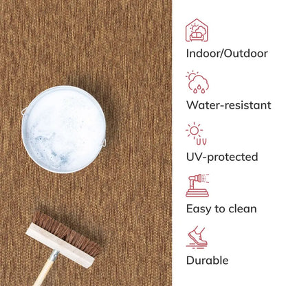 Leif Nordic Geometric Indoor Outdoor Coffee Flatweave 5'3" x 7'3" Rug Well Woven