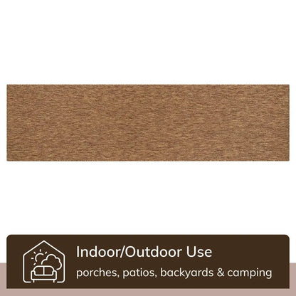 Leif Nordic Geometric Indoor Outdoor Coffee Flatweave 5'3" x 7'3" Rug Well Woven