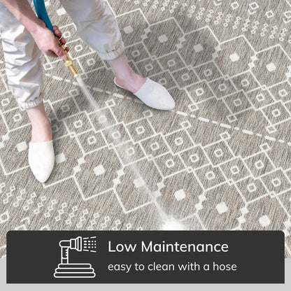 Nord Moroccan Tribal Indoor Outdoor Light Grey Flatweave Rug Well Woven