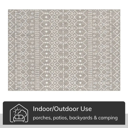 Nord Moroccan Tribal Indoor Outdoor Light Grey Flatweave Rug Well Woven