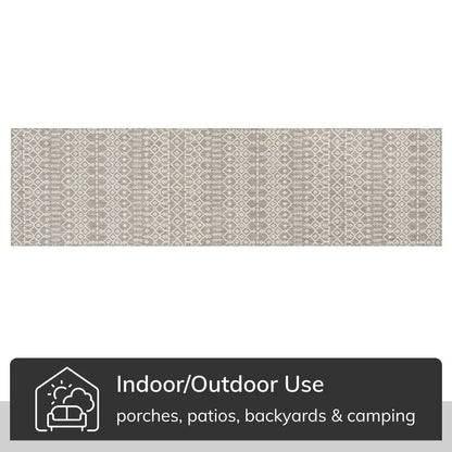 Nord Moroccan Tribal Indoor Outdoor Light Grey Flatweave Rug Well Woven