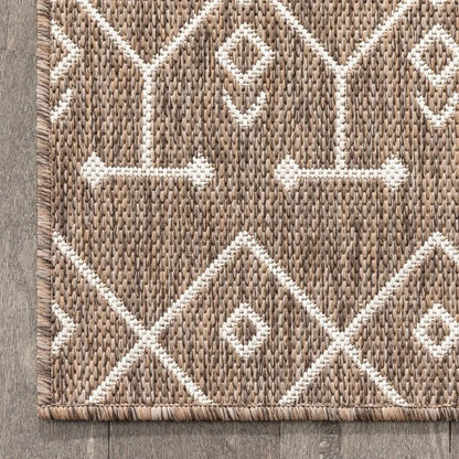 Nord Moroccan Tribal Indoor Outdoor Taupe Flatweave Rug Well Woven
