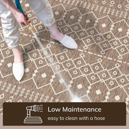 Nord Moroccan Tribal Indoor Outdoor Taupe Flatweave Rug Well Woven