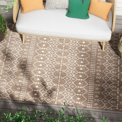 Nord Moroccan Tribal Indoor Outdoor Taupe Flatweave Rug Well Woven