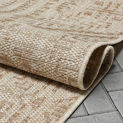 Khalo Tribal Indoor/Outdoor Beige Flat-Weave 5'3" x 7'3" Rug Well Woven