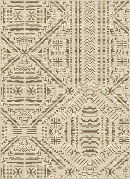 Khalo Tribal Indoor/Outdoor Beige Flat-Weave 5'3" x 7'3" Rug Well Woven