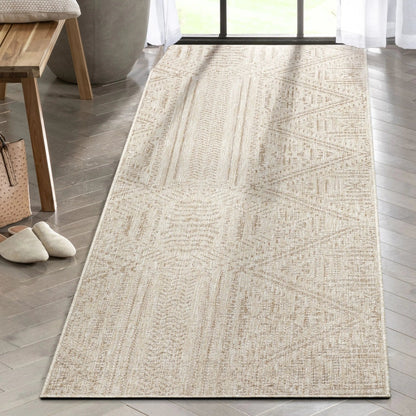 Khalo Tribal Indoor/Outdoor Beige Flat-Weave 5'3" x 7'3" Rug Well Woven
