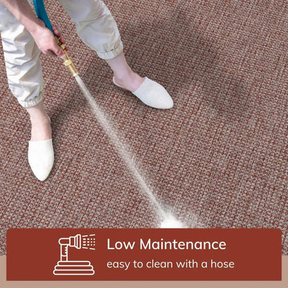 Odin Solid & Striped Border Indoor Outdoor Coral Flatweave Rug Well Woven