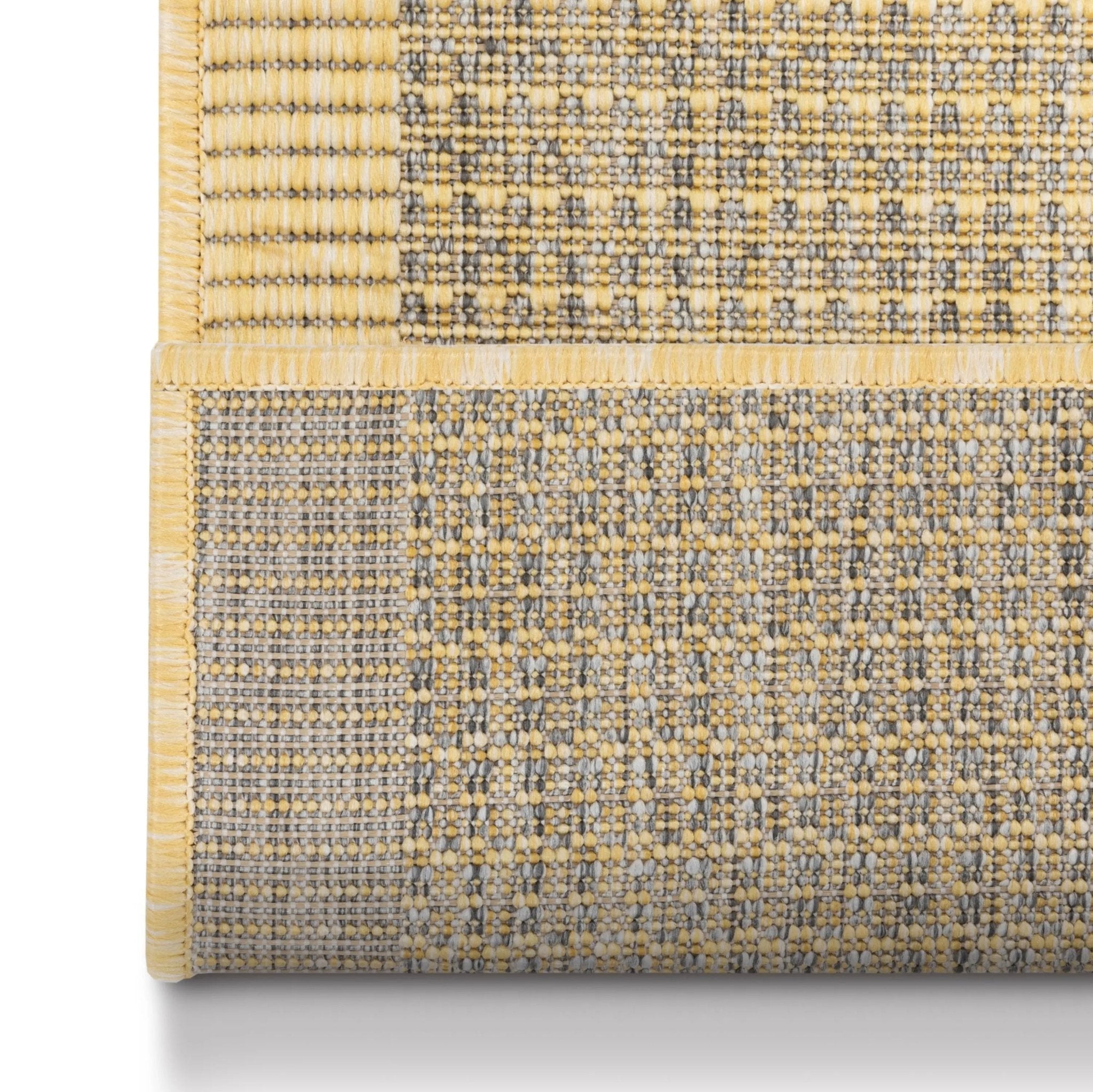 Odin Custom Size Indoor/Outdoor Runner Solid & Striped Yellow 31 Inch Width x Choose Your Length Hallway Flat-Weave Runner Rug Well Woven