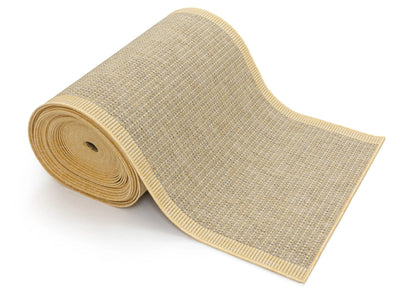 Odin Custom Size Indoor/Outdoor Runner Solid & Striped Yellow 31 Inch Width x Choose Your Length Hallway Flat-Weave Runner Rug Well Woven