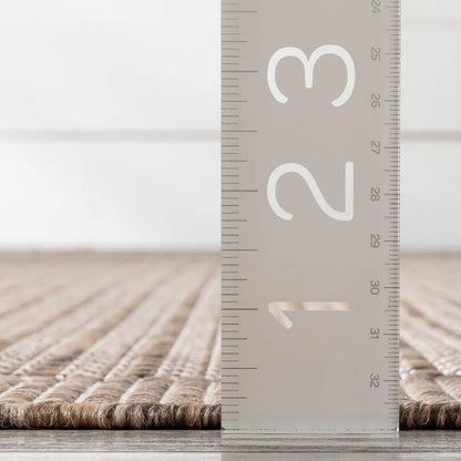 Odin Solid & Striped Border Indoor Outdoor Ivory Flatweave Rug Well Woven