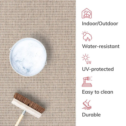 Odin Solid & Striped Border Indoor Outdoor Ivory Flatweave Rug Well Woven