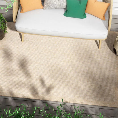 Odin Solid & Striped Border Indoor Outdoor Ivory Flatweave Rug Well Woven