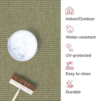 Odin Solid & Striped Border Indoor Outdoor Green Flatweave Rug Well Woven