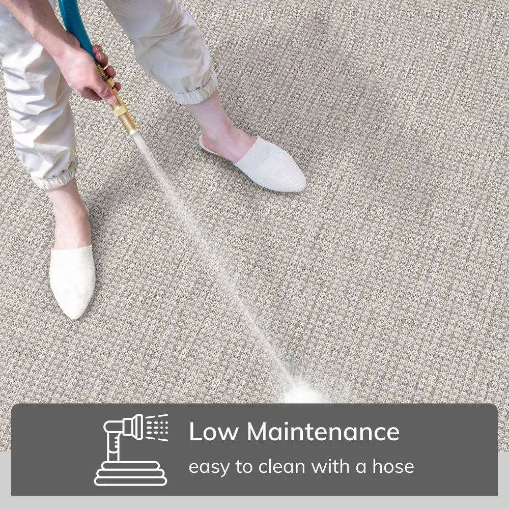 Odin Solid & Striped Border Indoor Outdoor Grey Ivory Flatweave Rug Well Woven