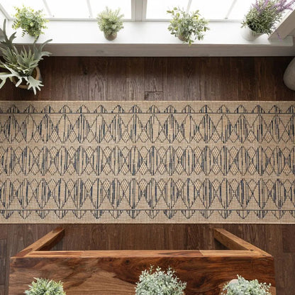 Vidar Trellis Diamond Pattern Indoor Outdoor Blue Beige Flatweave Rug Well Woven