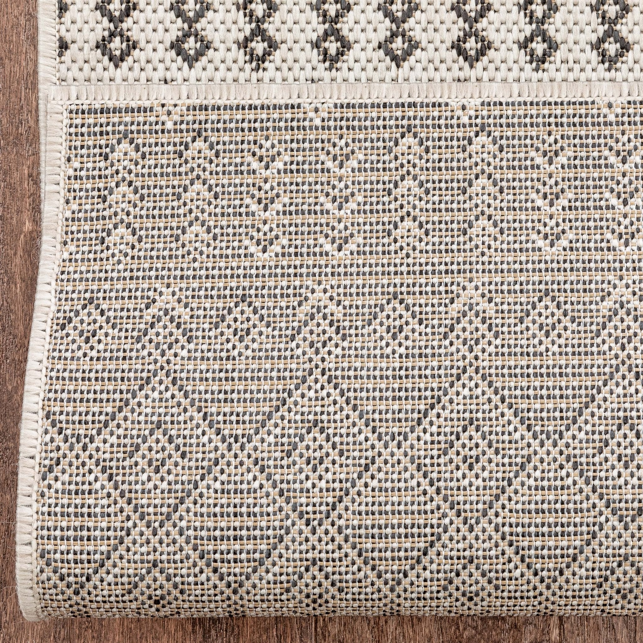 Custom Size Runner Nord Nordic Lattice Pattern Ivory 31 Inches Width  x Choose Your Length Hallway Indoor/Outdoor Runner Rug Well Woven