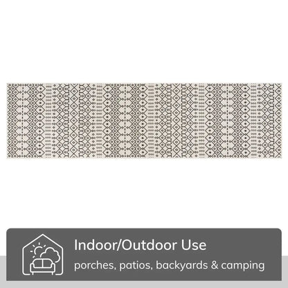 Nord Moroccan Tribal Indoor Outdoor Ivory Flatweave Rug Well Woven