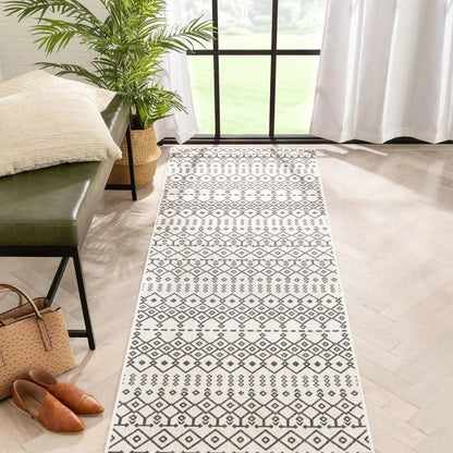 Nord Moroccan Tribal Indoor Outdoor Ivory Flatweave Rug Well Woven