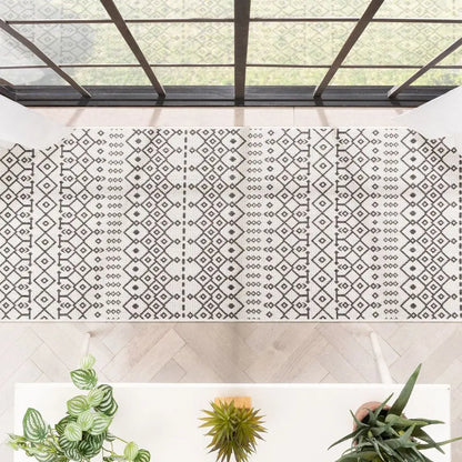 Nord Moroccan Tribal Indoor Outdoor Ivory Flatweave Rug Well Woven